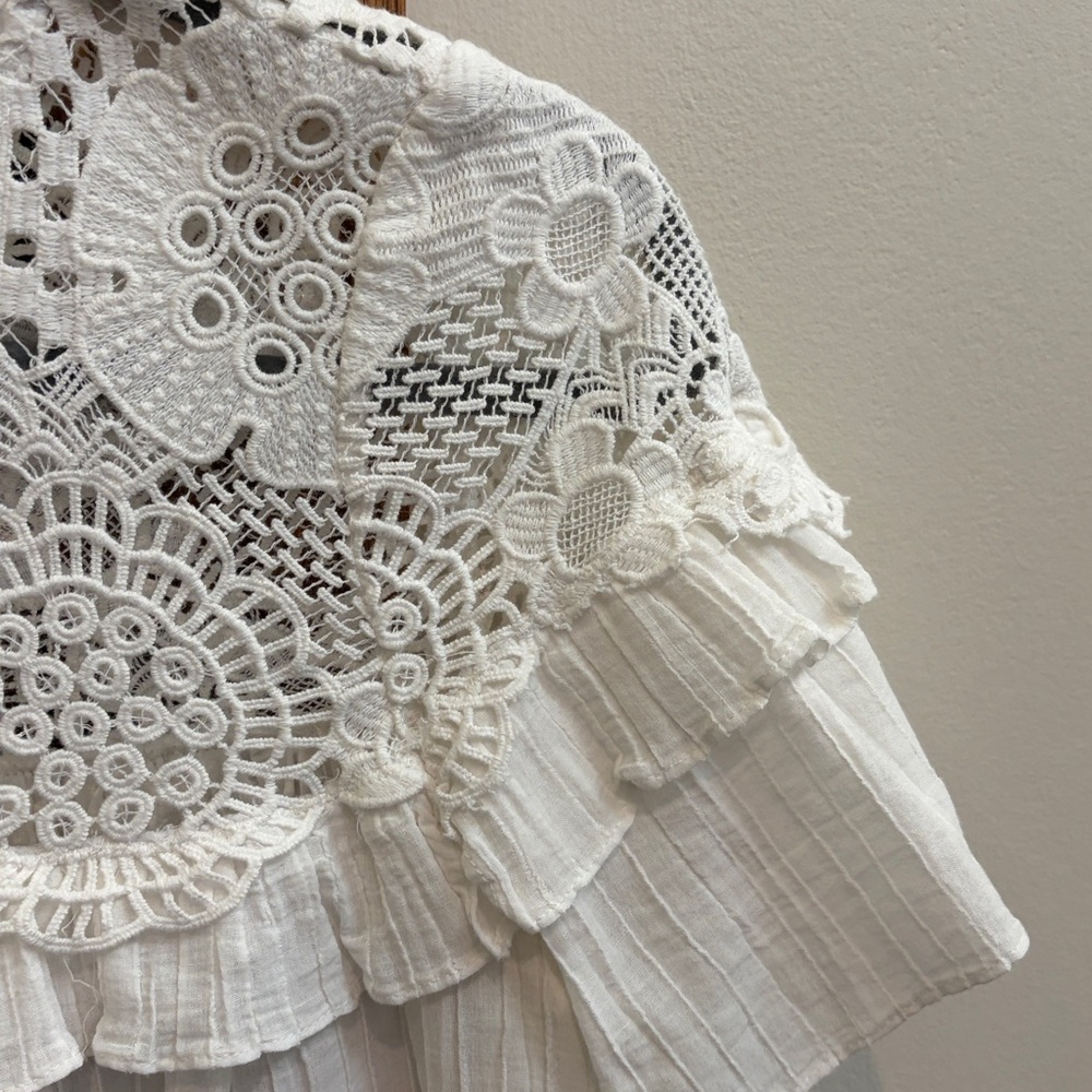 Sea NY Figgy Embroidered Eyelet White Blouse Size 4, EUC - Picture 6 of 11